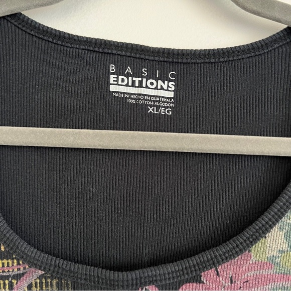 Basic Editions Black Rhinestone Graphic Tank Top Y2K Grunge Gothic-Size XL - Picture 4 of 5